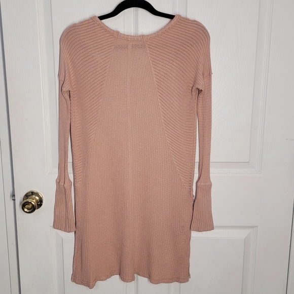 Free People Faded Rose Pink Drippy High Low Tunic Thermal Knit Top - Picture 2 of 12